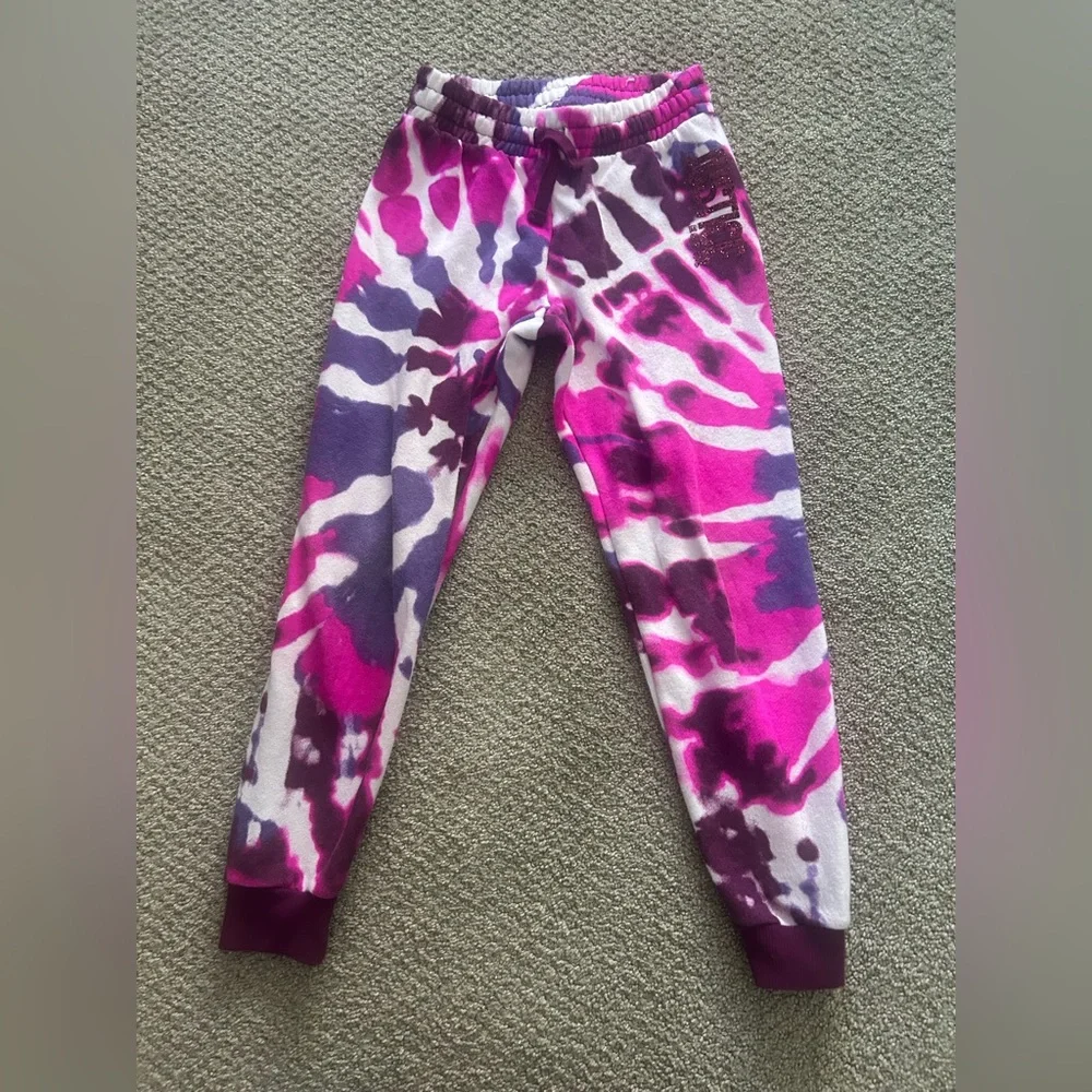 Justice Pink and Purple Tie-Dye Sweatshirt and Sweatpant Set